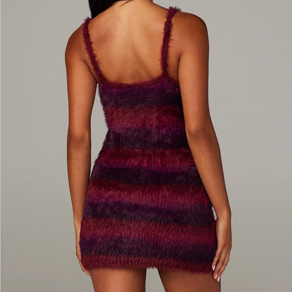 SAVAGE X FENTY Too Plush Striped Fuzzy Sweater Slip Dress - Picture 3 of 10